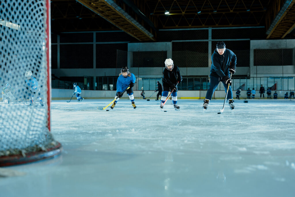 Hockey players working on their anticipation