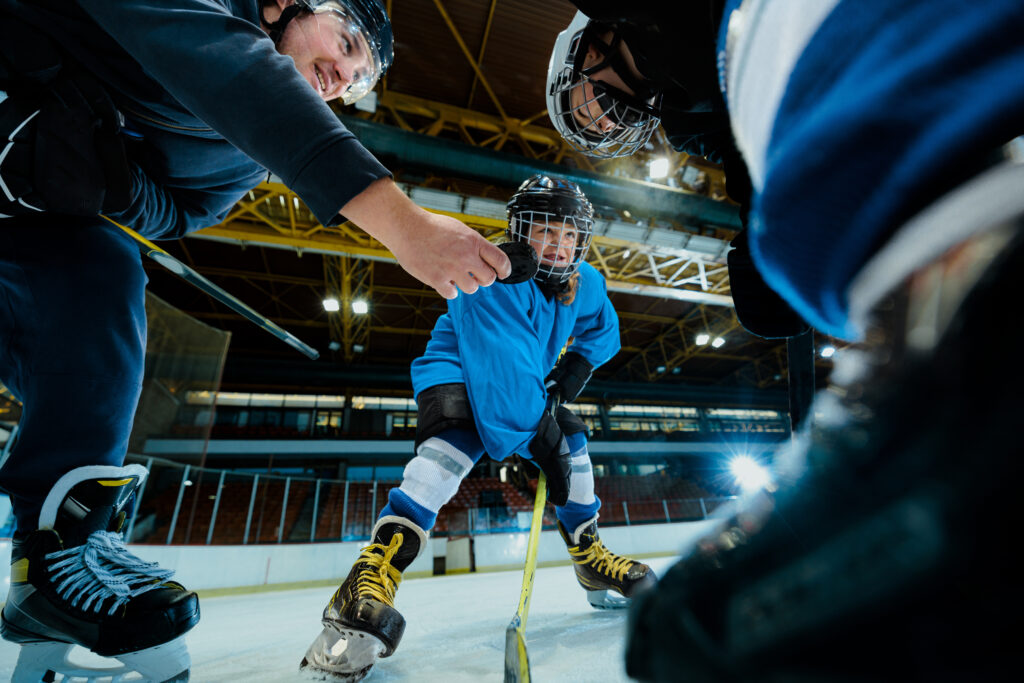 Hockey players working on reaction time
